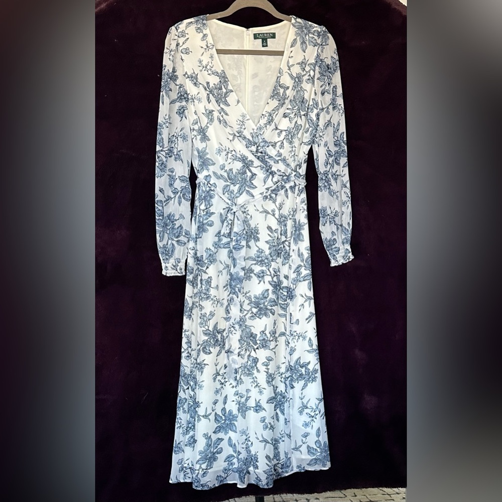 Lauren Ralph Lauren Belted Floral Georgette Dress